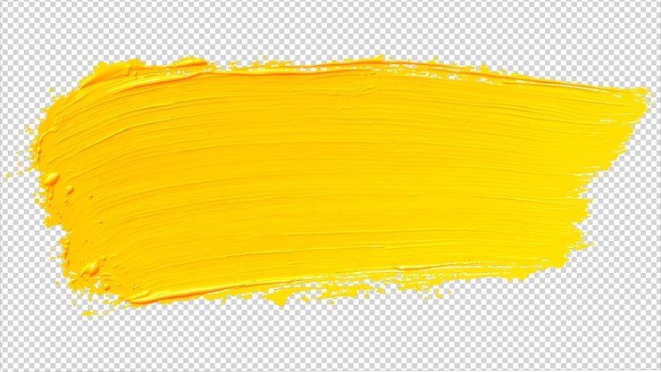 PSD bright yellow paint stroke textured brush swipe vibrant marigold color abstract element