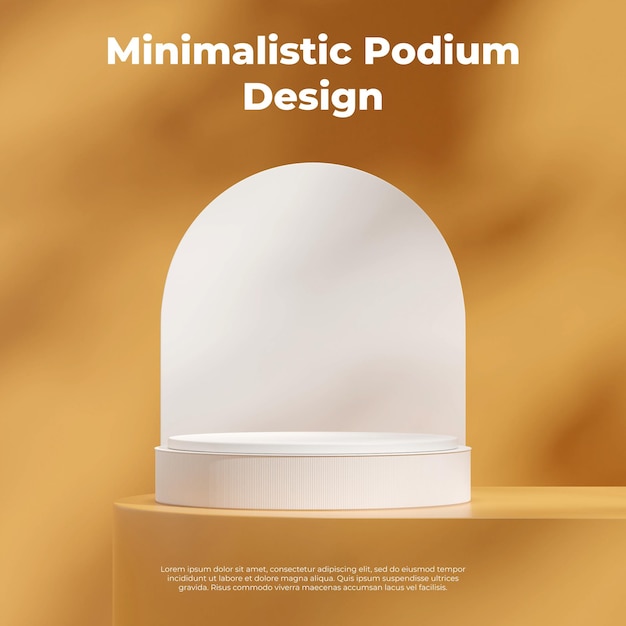 Bright yellow scene 3d rendering mockup of white podium and backdrop in square layout