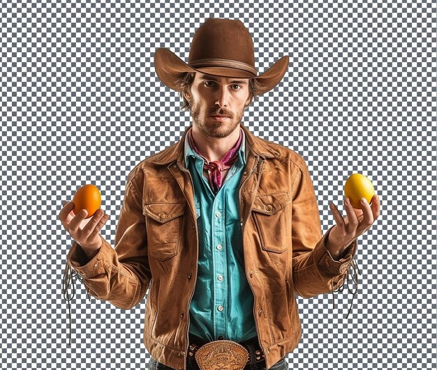 Brilliant bunny ear cowboy model isolated on transparent background