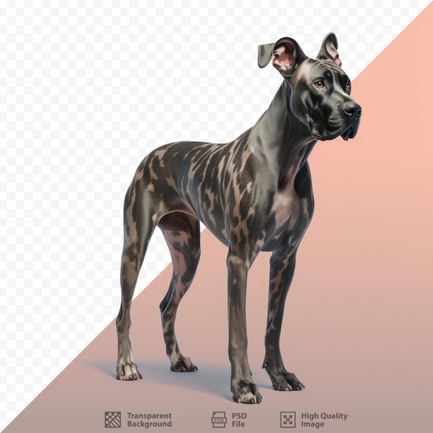 a brindle Great Dane dog Alone on transparent background