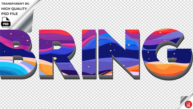 Bring typography flat colorful text texture psd transparent