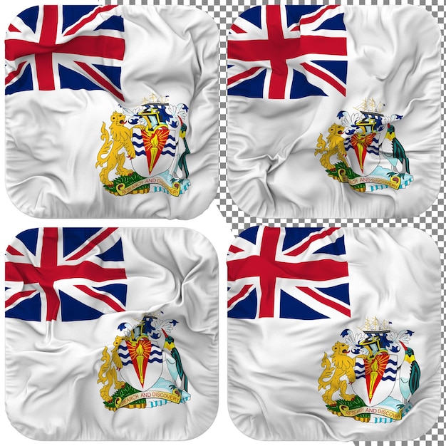 PSD british antarctic territory flag squire shape isolated different waving bump texture 3d rendering