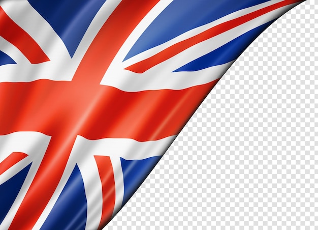 PSD bandiera britannica isolata su banner bianco