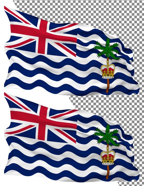 PSD british indian ocean territory biot flag wave isolated plain bump texture transparent 3d rendering