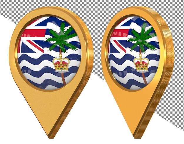 British Indian Ocean Territory BIOT Location Icon Flag Isolated with Different Angled 3D Rendering