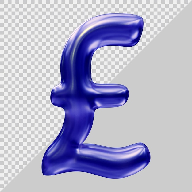 Icona della valuta del segno della sterlina britannica in 3d render