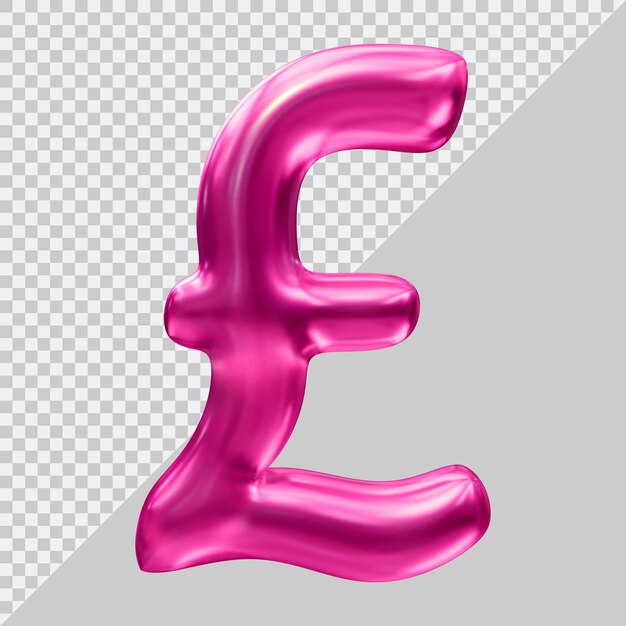 PSD Знак валюты британского фунта стерлингов в 3d рендеринге
