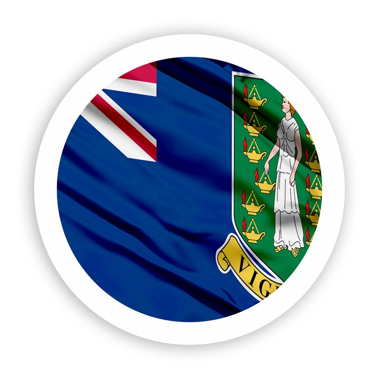 PSD british virgin islands waving flag with white rounded circle frame