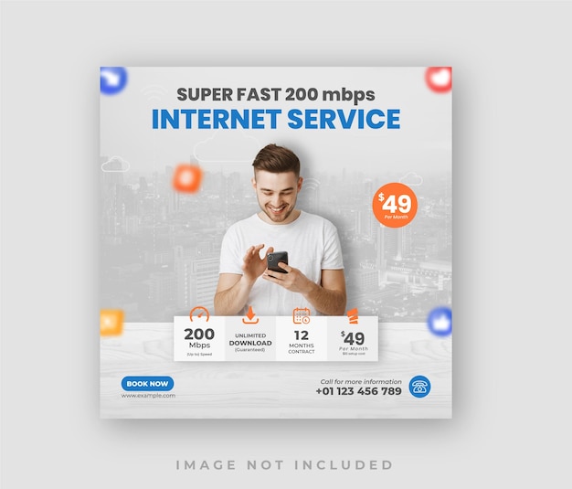 PSD broadband internet service instagram post design template