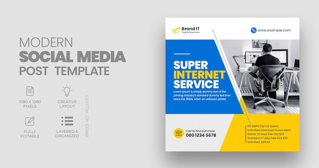 PSD broadband social media post or web banner template