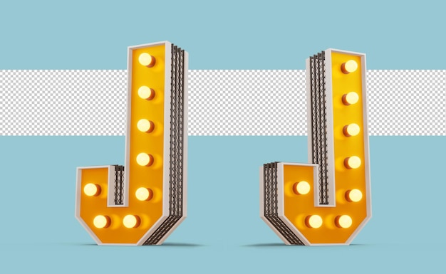 PSD broadway style light bulb alphabet, 3d rendering