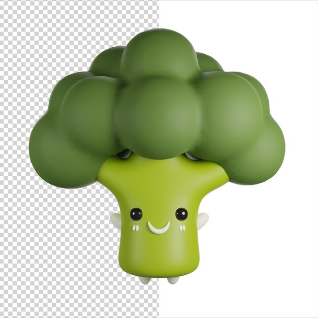 PSD broccoli 3d rendering del personaggio carino