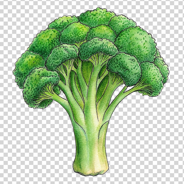 PSD arte del broccolo isolata su uno sfondo trasparente