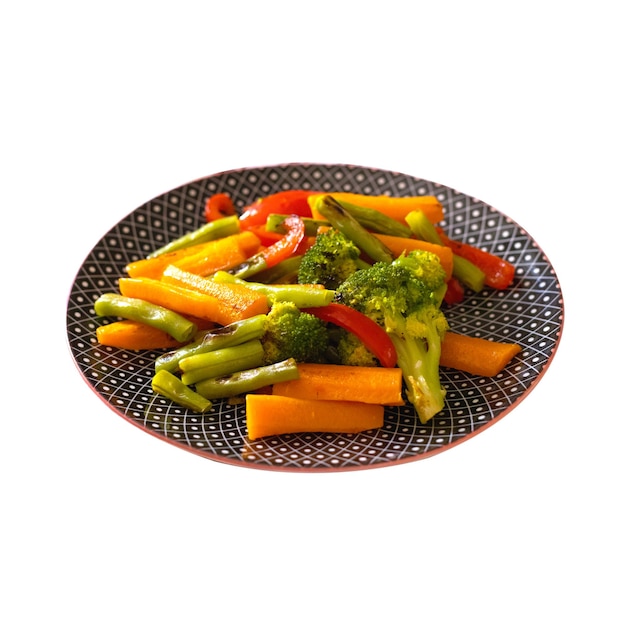 PSD broccoli carrots and vegetables on a plate healthy asian food concept