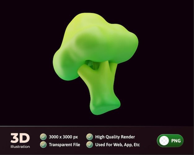 Illustrazione 3d dell'icona di verdure dei broccoli