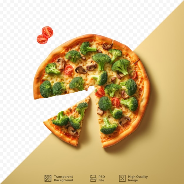 PSD broccoli and vegetable pizza on a black surface