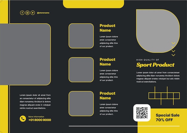 Brochure 1 trifold sport product sale back