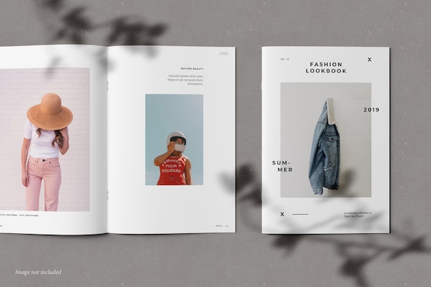 Brochure and Catalog Mockup with Shadow Overlay
