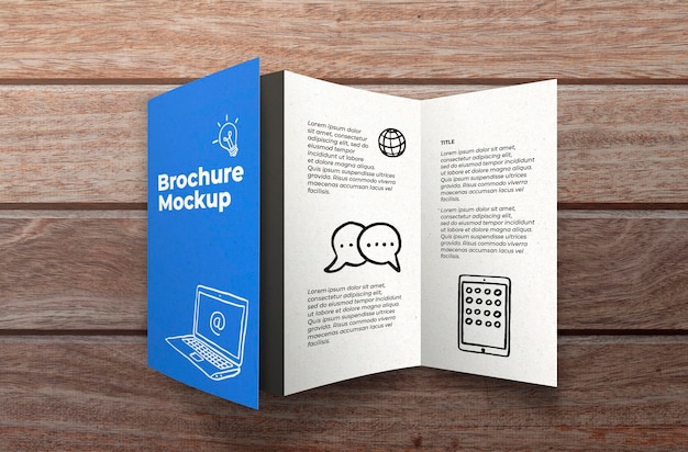 Brochure mockup op houten oppervlak