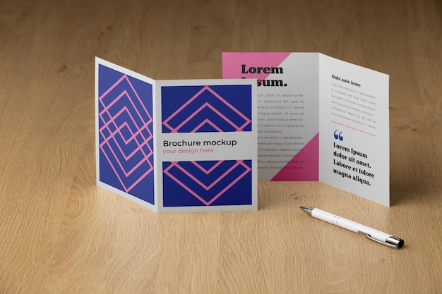 PSD brochure mockup in real context