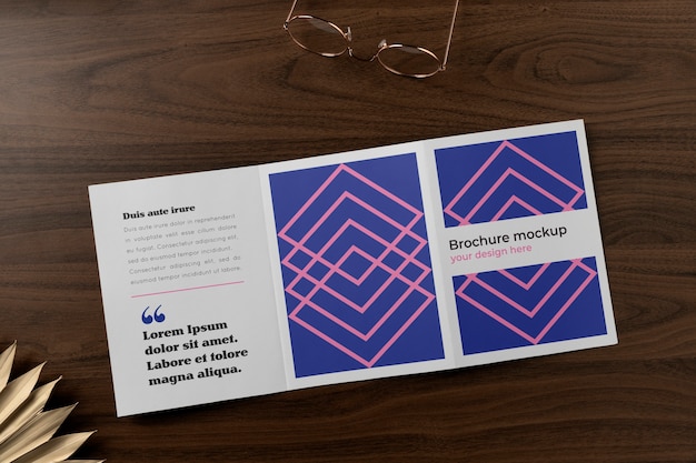 PSD brochure mockup in real context