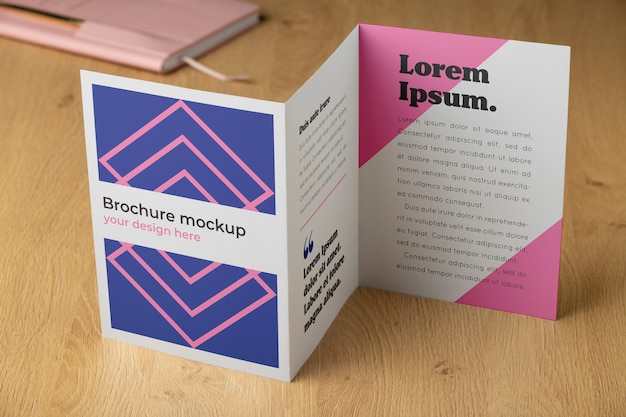 PSD brochure mockup in real context