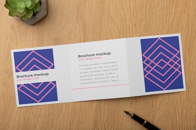 PSD brochure mockup in real context