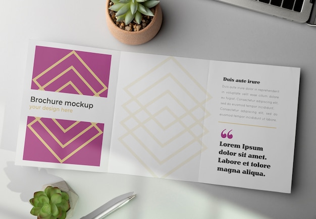 PSD brochure mockup in real context