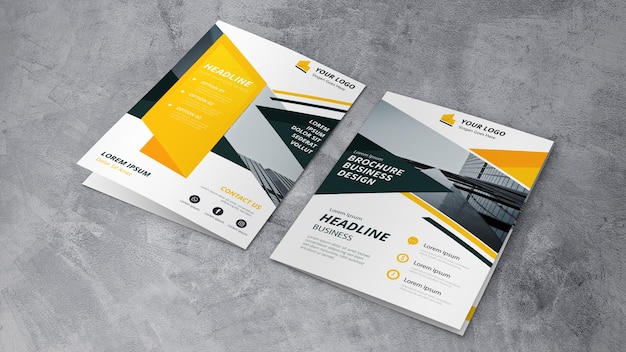 PSD brochure mockup of two