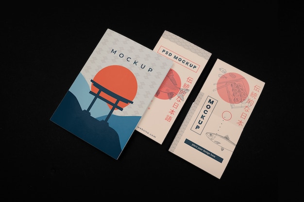 PSD brochure mockup with japanese inspiration