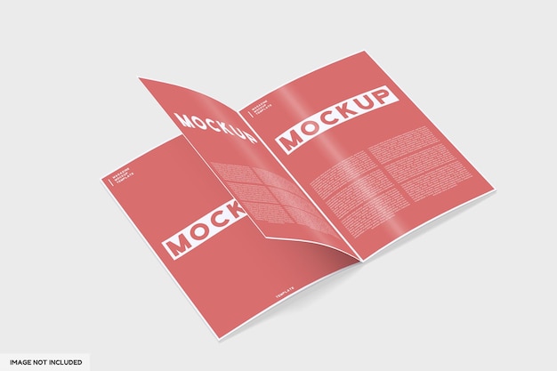 Brochure tijdschrift mockup met perspectief uitzicht