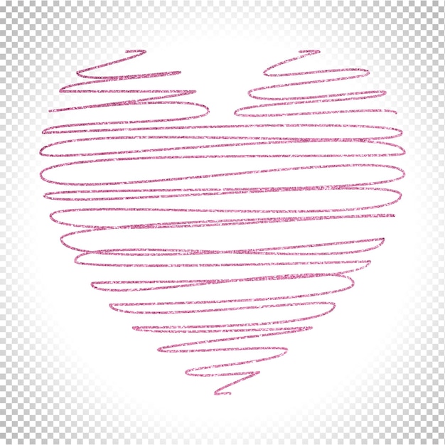 PSD brokatowe serce różowe migające błyszczące dekoracje blada linia ramki walentynkowej