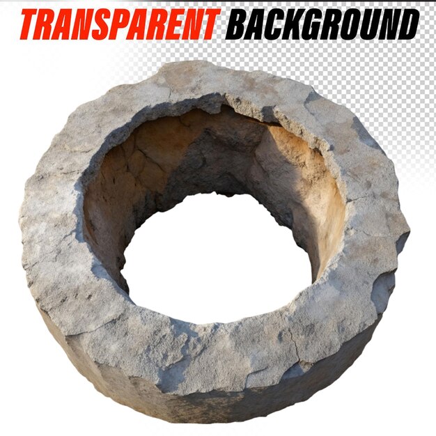 PSD broken cement wall photo with clipping path of the hole