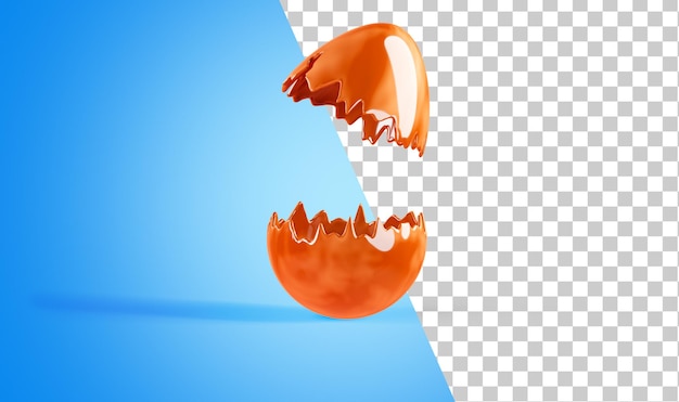 Broken chocolate egg Realistic chocolate egg Sweet treat for Easter 3d render