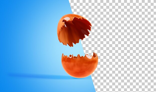 Broken chocolate egg Realistic chocolate egg Sweet treat for Easter 3d render