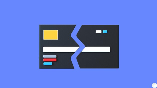 broken credit card 3d render decline issue banking card unavailable problem isolated illustration
