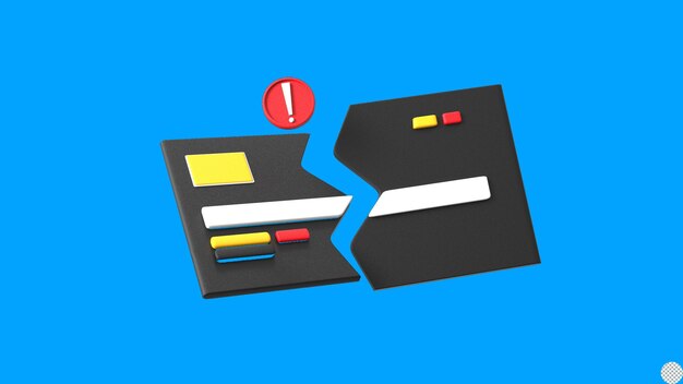 クレジットカードが壊れた 3D レンダリング問題 銀行カードが利用できない問題 孤立したイラスト
