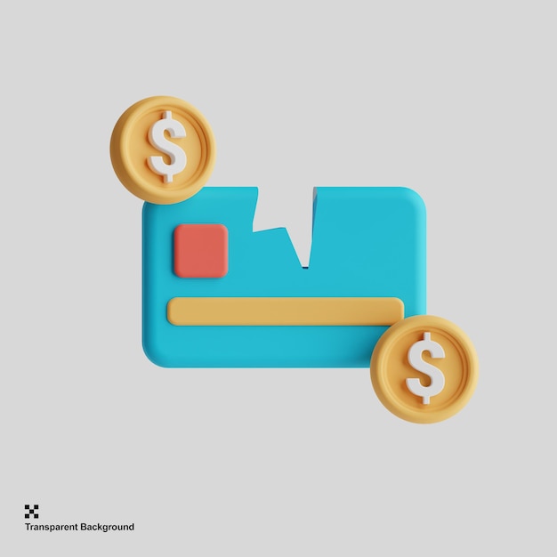 Broken credit card payment error illustration financial crisis 3d rendering