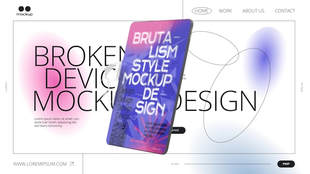 PSD design mockup del dispositivo rotto