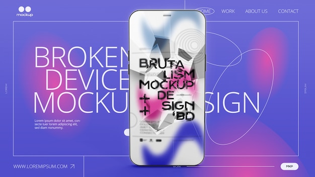 PSD design mockup del dispositivo rotto