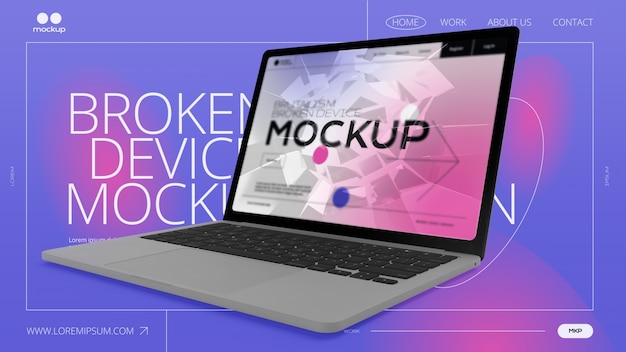 PSD design mockup del dispositivo rotto