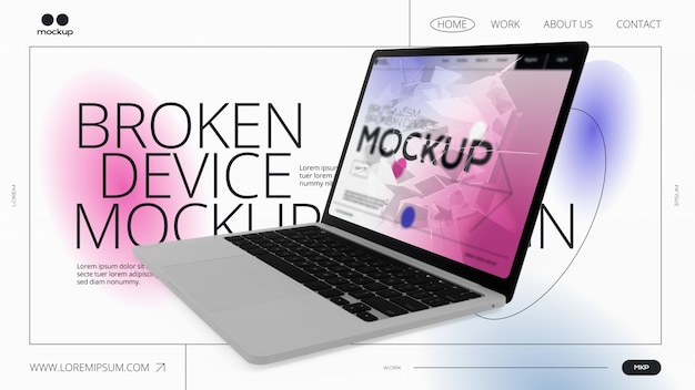 PSD design mockup del dispositivo rotto