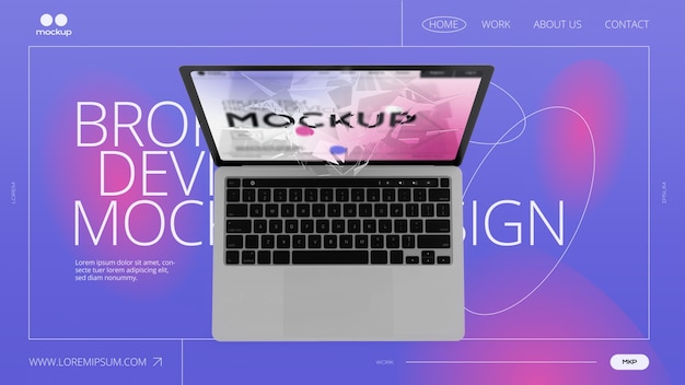 Design mockup del dispositivo rotto