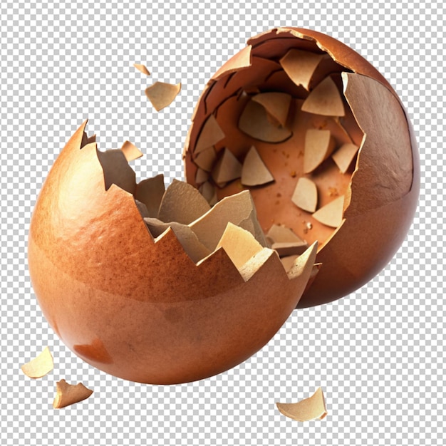 PSD broken egg shell on transparent background