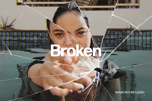 Broken glass photo effect template