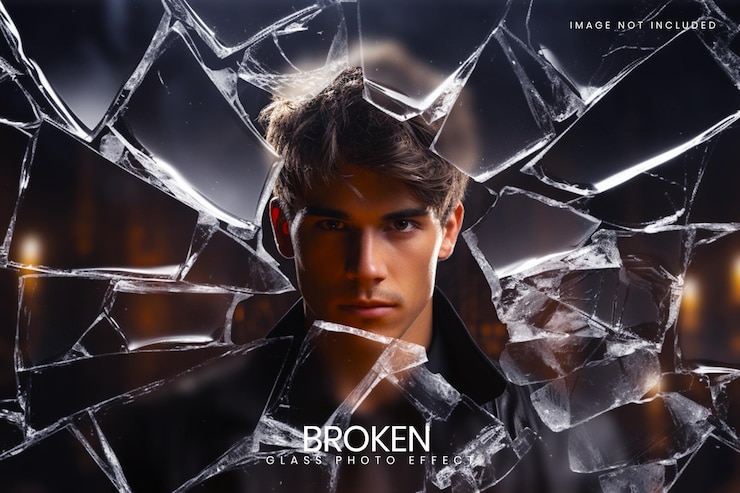 PSD broken glass photo effect