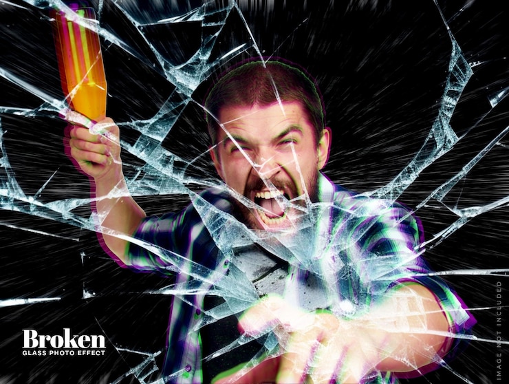 PSD broken glass photoshop effect