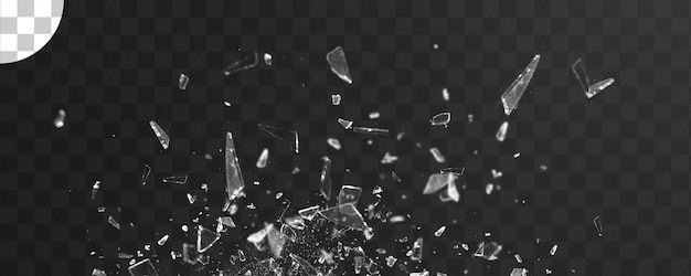 PSD broken glass shards. transparent background