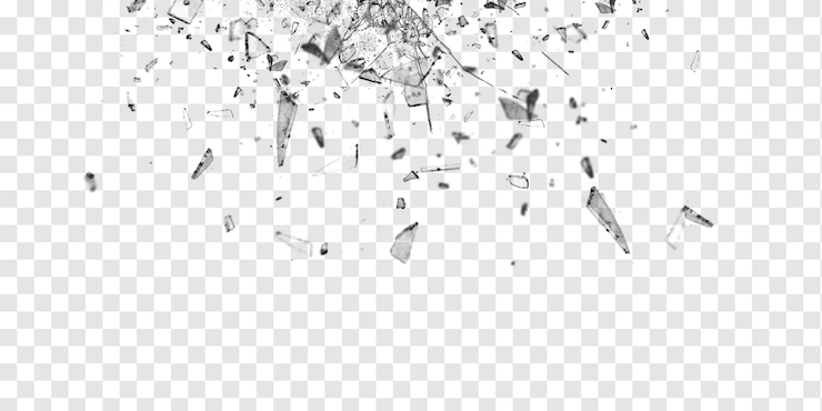 PSD broken glass shards. transparent background