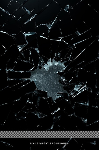 PSD broken glass texture on transparent background